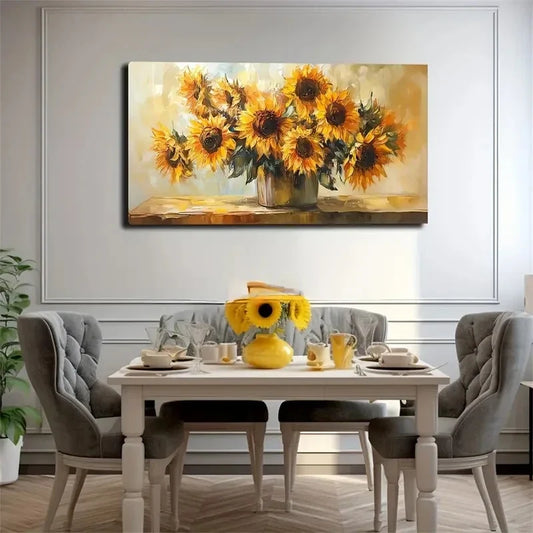 Sunflower Flower Arrangement Wall Art Canvas Office Home Room Framed 120x60cm
