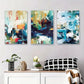 3pcs Abstract Landscape Art, Colorful Geometric Metal Print Ready to Hang Art