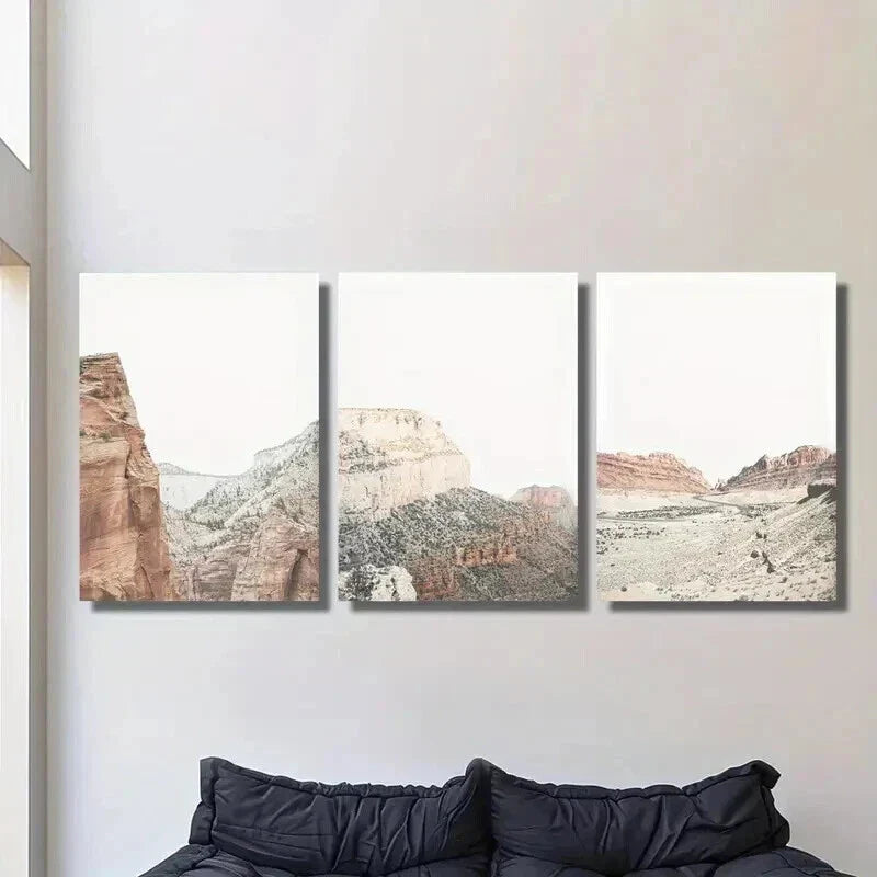 3pcs Summer Desert Mountain Landscape Wall Art Set Canvas Framed 40x60cm - High Quality Print 100% Australian Made Wall Canvas Ready to Hang