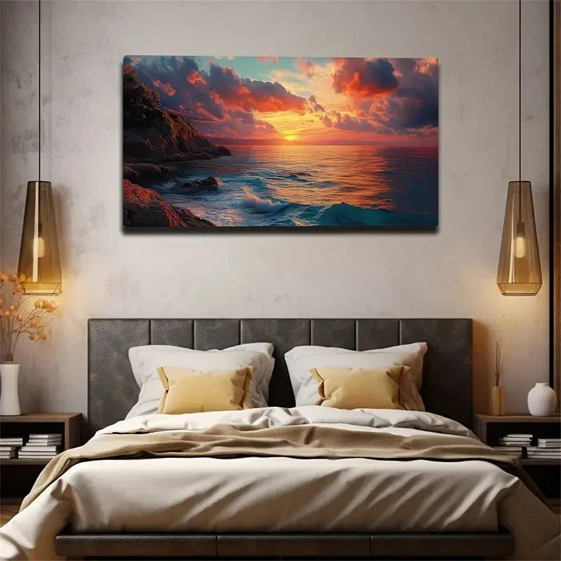 The Rising Sun Is Suitable Wall Art Canvas Office Home Room Framed 120x60cm