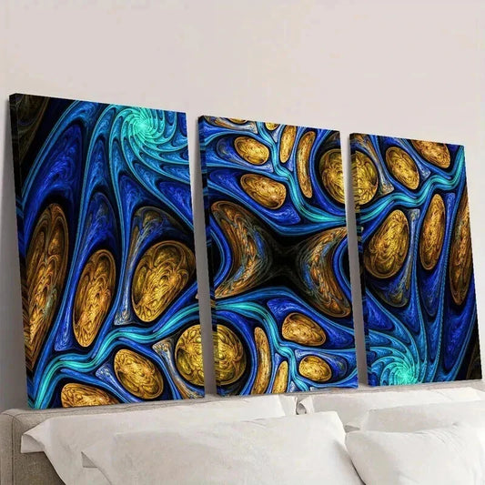 3pcs Psychedelic Colorful Abstract Fractal Agnes Wall Art Set Canvas Framed 40x60cm - High Quality Print 100% Australian Made Wall Canvas Ready to Hang