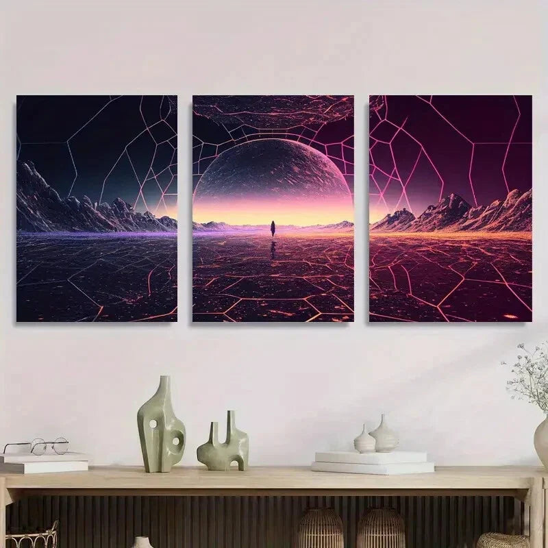 3pcs Vibrant Abstract Women Modern Pop Colorful Metal Print Ready to Hang Art