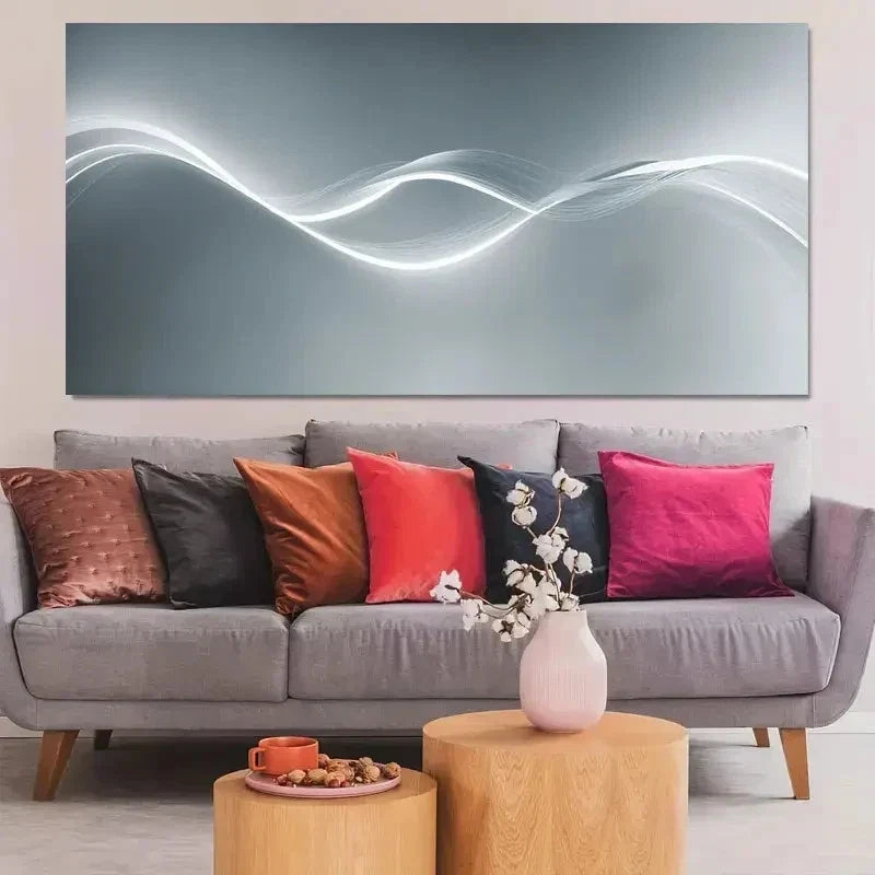 Classic Luxury Line Decor Wall Art Canvas Office Home Room Framed 80x45cm