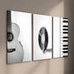 3pcs Black and White Guitar Vinyl Record & Piano Wall Art Set Canvas Framed 40x60cm - High Quality Print 100% Australian Made Wall Canvas Ready to Hang
