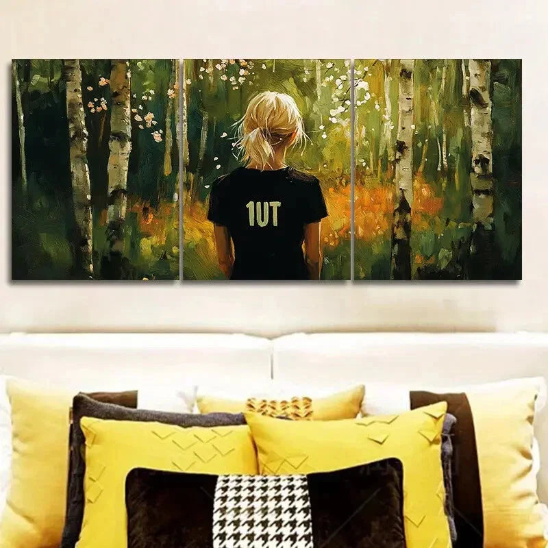 3pcs Featuring a Spring Forest Theme Metal Print Ready to Hang Art