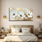 Three White Flower Golden Petal Wall Art Canvas Office Home Room Framed 80x45cm