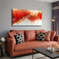 Modern Abstract Red & Golden Wall Art Canvas Office Home Room Framed 120x60cm