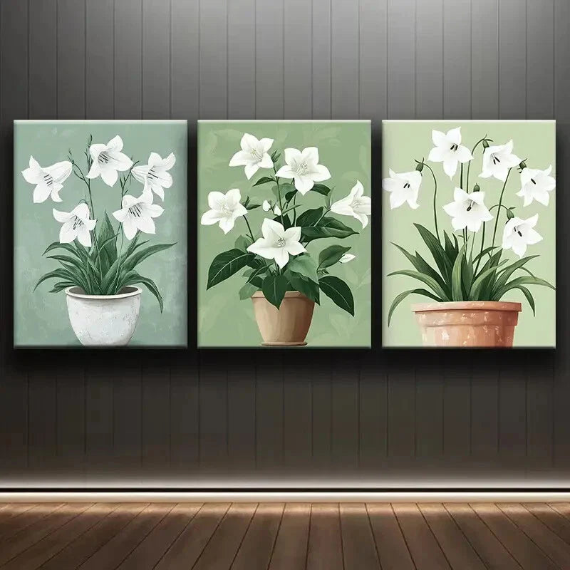 3pcs Elegant Floral Triptych Perfect Wall Art Set Canvas Framed 40x60cm - High Quality Print 100% Australian Made Wall Canvas Ready to Hang