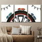 3pcs Racing Car Illustration on Cartoon Tire Wall Art Set Canvas Framed 40x60cm - High Quality Print 100% Australian Made Wall Canvas Ready to Hang