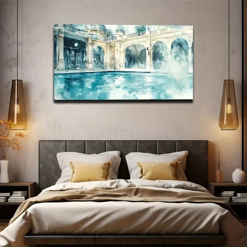 European-Style Architecture Wall Art Canvas Office Home Room Framed 120x60cm