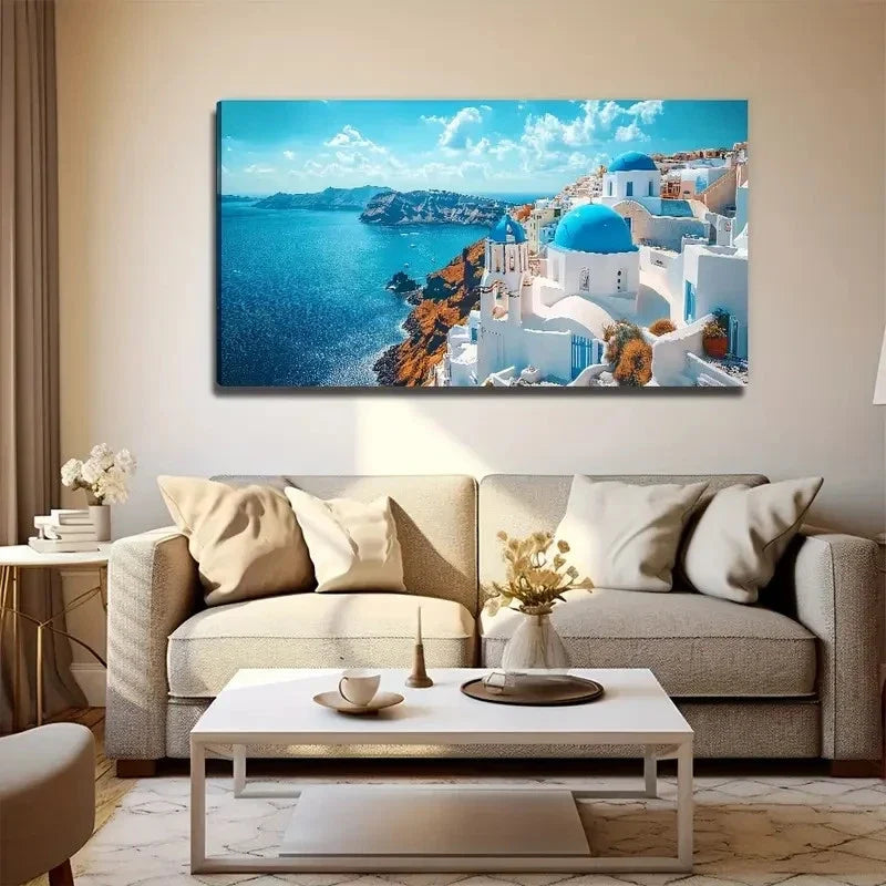 Aegean Sea Scenery Suitable Wall Art Canvas Office Home Room Framed 120x60cm