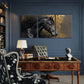 3pcs Black Horse Art Abstract Design Golden Metal Print Ready to Hang Art