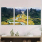 3pcs Serene Landscape of Mountain and Rice Fields Metal Print Ready to Hang Art