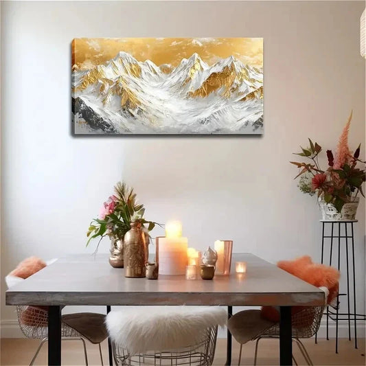 Majestic Mountain Golden Sky Wall Art Canvas Office Home Room Framed 120x60cm
