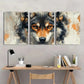 3pcs Wolf Head Dark Brown Black Orange Metal Print Ready to Hang Art