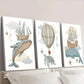 3pcs Whale Turtle Hot Air Balloon & Ship Wall Art Set Canvas Framed 40x60cm - High Quality Print 100% Australian Made Wall Canvas Ready to Hang