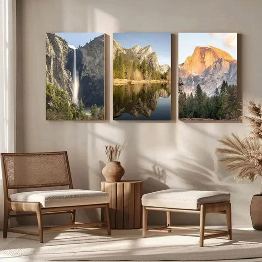 3pcs Yosemite National Park Painting Metal Print Ready to Hang Art