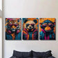 3pcs Tiger Panda and Gorilla Stylish Beasts Wall Art Set Canvas Framed 40x60cm - High Quality Print 100% Australian Made Wall Canvas Ready to Hang