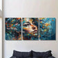 3pcs Abstract Woman Face Colorful Painting Metal Print Ready to Hang Art