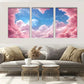 3pcs Heart-Shaped Cloud Sky Fabric Metal Print Ready to Hang Art