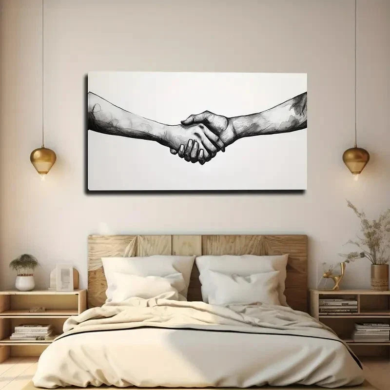 Grasped Hand Cooperation Wall Art Canvas Office Home Room Framed 120x60cm