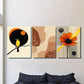 3pcs Modern Abstract Bird Vibrant Orange & Yellow Metal Print Ready to Hang Art