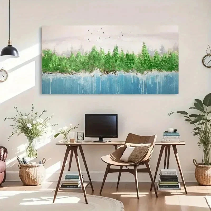 Modern Retro Framed Abstract Wall Art Canvas Office Home Room Framed 120x60cm