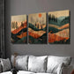 3pcs Colorful Autumn Sunset Forest & Mountain Wall Art Set Canvas Framed 40x60cm - High Quality Print 100% Australian Made Wall Canvas Ready to Hang