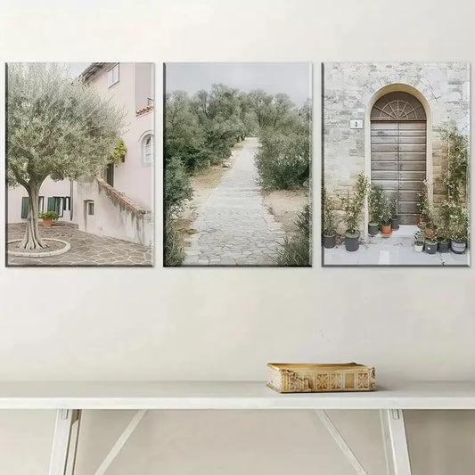 3pcs Art Deco Classic Modern Leaf Pattern Wall Art Set Canvas Framed 40x60cm - High Quality Print 100% Australian Made Wall Canvas Ready to Hang