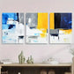 3pcs Bold Yellow, Blue, and Gray Metal Print Ready to Hang Art