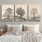 3pcs Vintage Forest Mountains Tree Landscape Wall Art Set Canvas Framed 40x60cm - High Quality Print 100% Australian Made Wall Canvas Ready to Hang