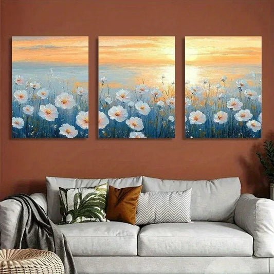 3pcs Vibrant Color Art Sunset Metal Print Ready to Hang Art