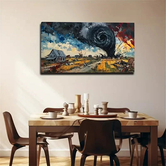 Destructive Tornado Unique Wall Art Canvas Office Home Room Framed 120x60cm