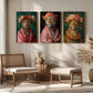 3pcs Tiger Snow Leopard Animal And Floral Metal Print Ready to Hang Art