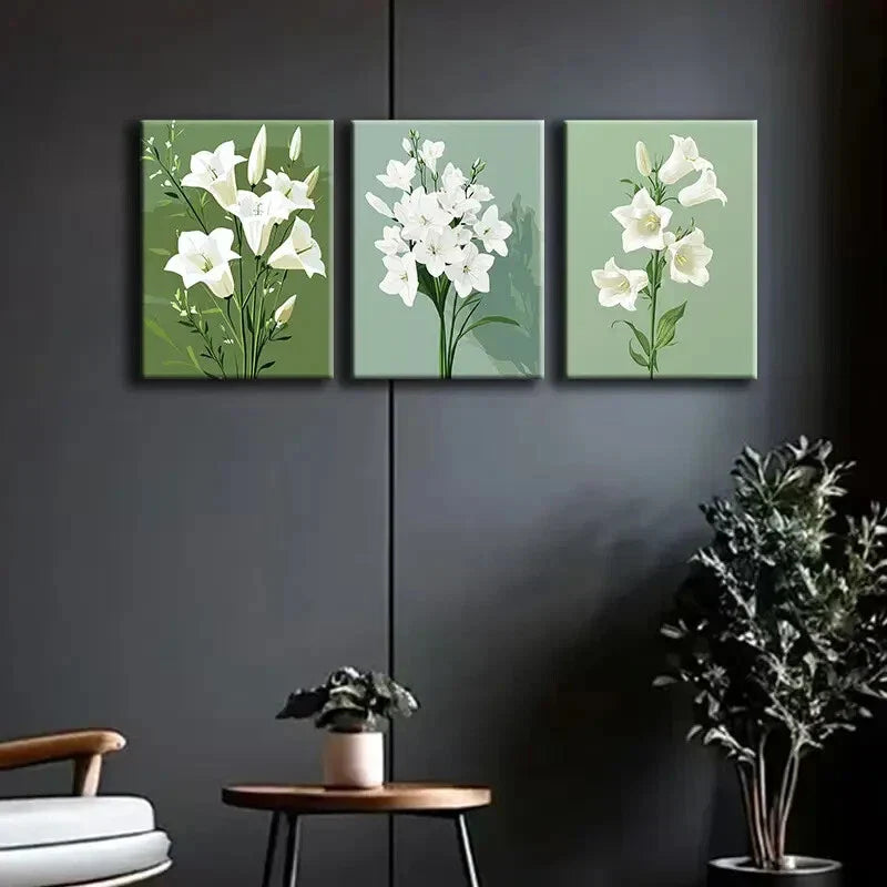 3pcs Elegant White Flower Nice Colorful Perfect Wall Art Set Canvas Framed 40x60cm - High Quality Print 100% Australian Made Wall Canvas Ready to Hang