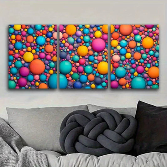 3pcs Colorful Bubbles Abstract Wall Art Set Canvas Framed 40x60cm - High Quality Print 100% Australian Made Wall Canvas Ready to Hang
