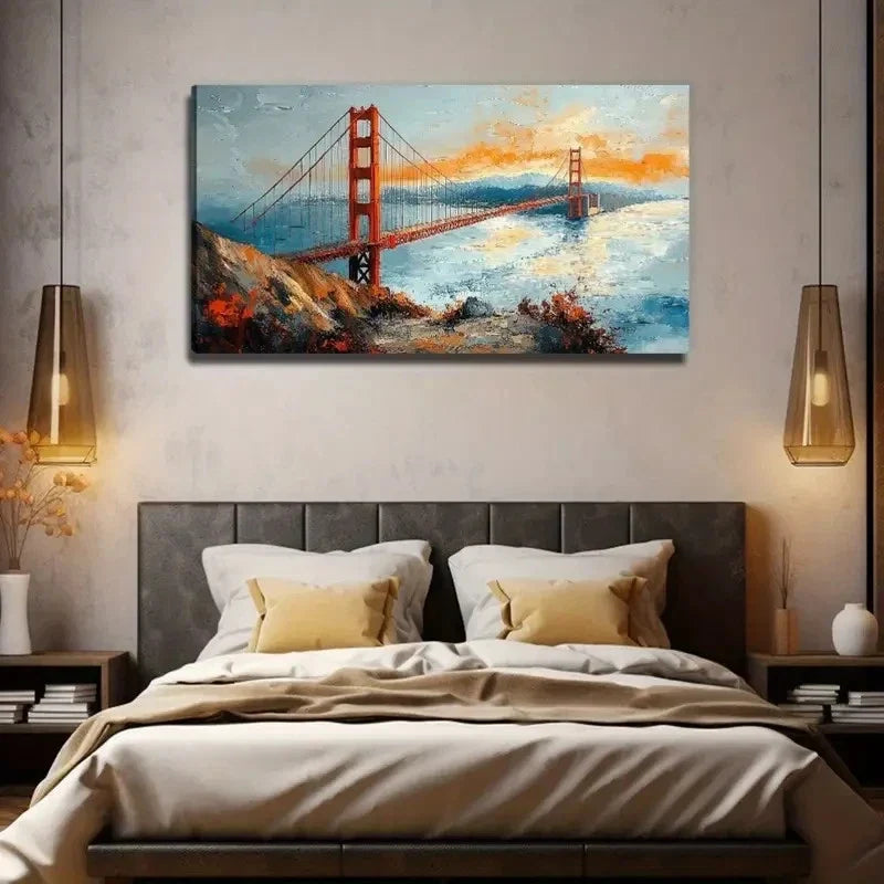 Giant Golden Gate Bridge Wall Art Canvas Office Home Room Framed 80x45cm