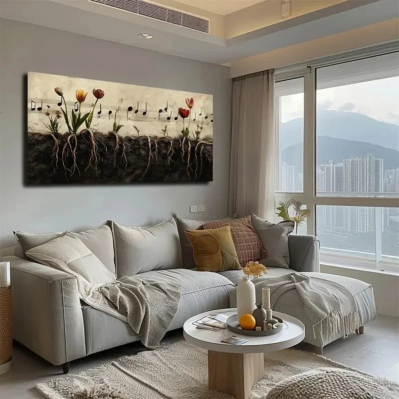 Flowers Rooted Soil Botanical Wall Art Canvas Office Home Room Framed 120x60cm