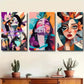3pcs Abstract Geometric Woman Portrait Wall Art Set Canvas Framed 40x60cm - High Quality Print 100% Australian Made Wall Canvas Ready to Hang