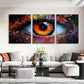 3pcs Vibrant with Paint Splashes and Deep Hues Wall Art Set Canvas Framed 40x60cm - High Quality Print 100% Australian Made Wall Canvas Ready to Hang