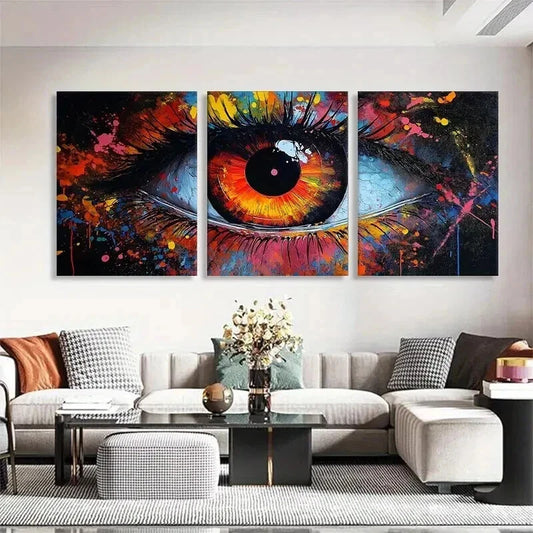 3pcs Vibrant with Paint Splashes and Deep Hues Wall Art Set Canvas Framed 40x60cm - High Quality Print 100% Australian Made Wall Canvas Ready to Hang