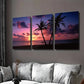 3pcs Palm Tree Ocean Beach Sunset Wall Art Set Canvas Framed 40x60cm - High Quality Print 100% Australian Made Wall Canvas Ready to Hang