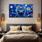 Mystical Blue Cat With Vibrant Wall Art Canvas Office Home Room Framed 80x45cm