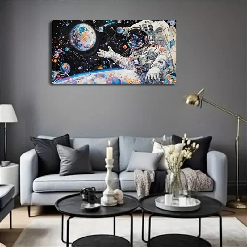 Modern Minimalist Astronaut Wall Art Canvas Office Home Room Framed 120x60cm