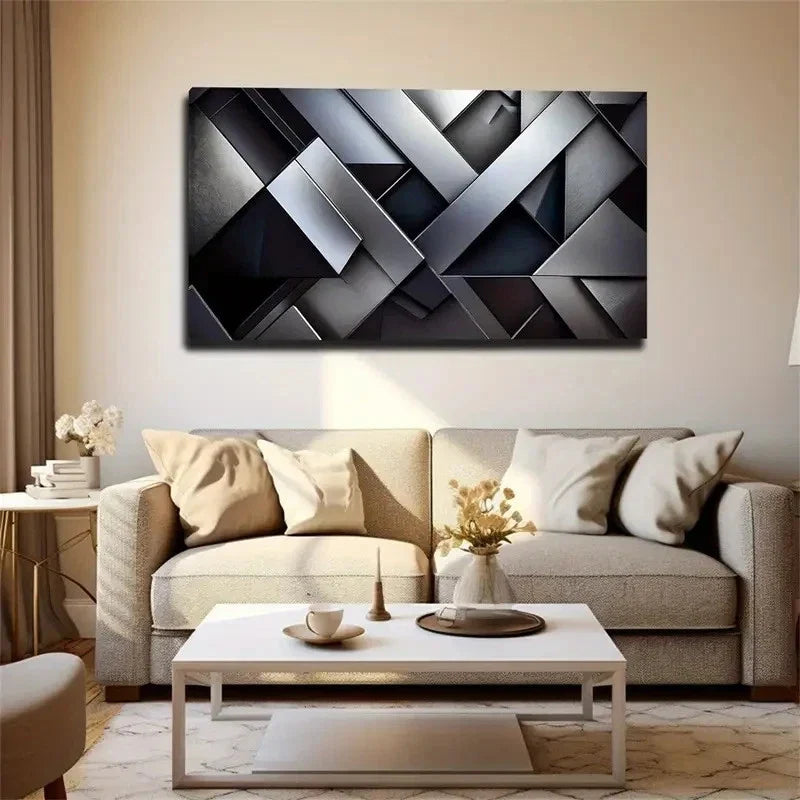 Three-Dimensional Geometry Wall Art Canvas Office Home Room Framed 80x45cm
