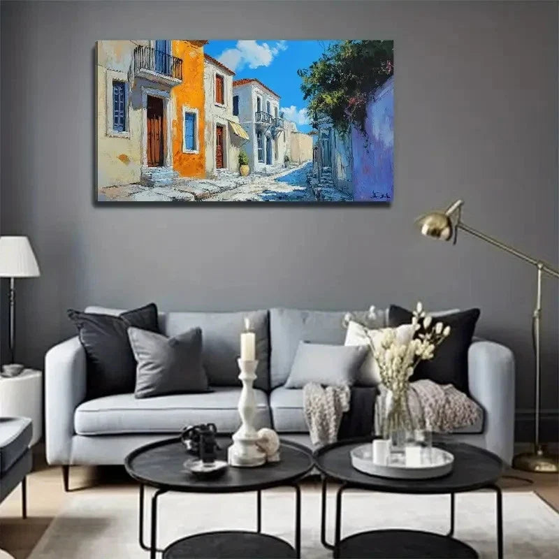 Modern Building European Street Wall Art Canvas Office Home Room Framed 120x60cm