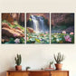 3pcs  Natural Waterfall and Lotus Landscape Wall Art Set Canvas Framed 40x60cm - High Quality Print 100% Australian Made Wall Canvas Ready to Hang