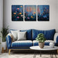 3pcs Multi-Color Flowers Bloom Night Perfect Wall Art Set Canvas Framed 40x60cm - High Quality Print 100% Australian Made Wall Canvas Ready to Hang