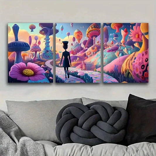 3pcs Strange place Art Painting Metal Print Ready to Hang Art