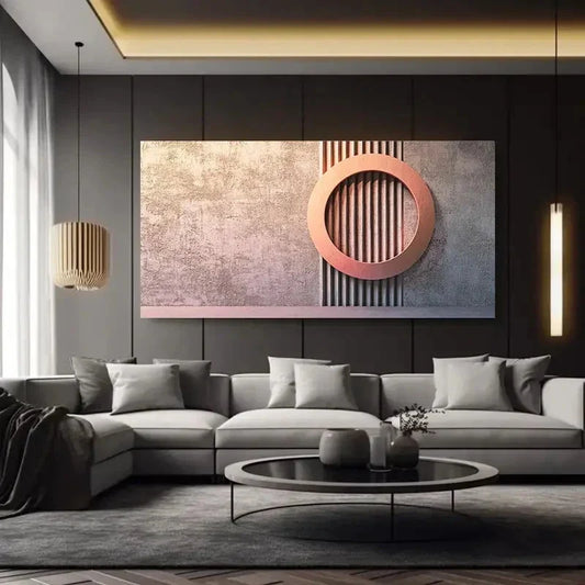 Copper Accent & Abstract Wall Art Canvas Office Home Room Framed 120x60cm